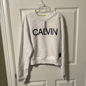 Calvin Klein Gray Crop Boxy Long Sleeve Sweatshirt